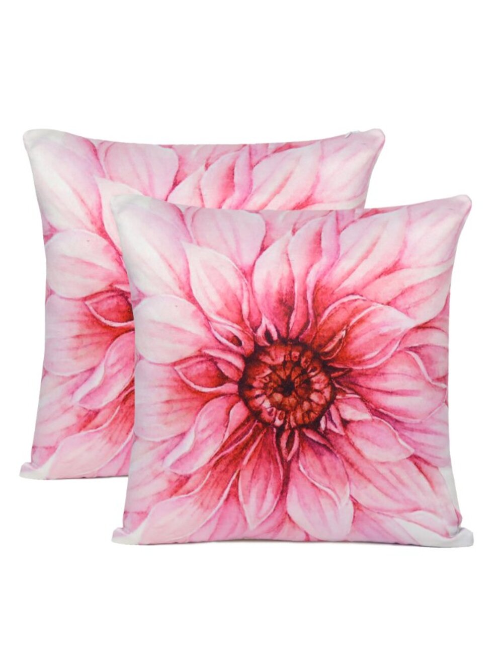 Oussum Square Cushion Case Cotton Pink Floral Print Pillow Cover Set of 2